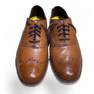 Cole Haan Zerogrand Wingtip Oxford Leather Men’s size 8 Tan Lightweight C14493